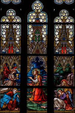 Prague, Çek Cumhuriyeti - 11 Mayıs 2017: vitray Vysehrad Prag, Çek Cumhuriyeti için Basilica