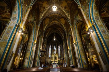 Prag, Çek Cumhuriyeti, 11 Mayıs 2017: Aziz peter ve paul Bazilikası iç detay vysehrad Kalesi'nin içinde yer alan