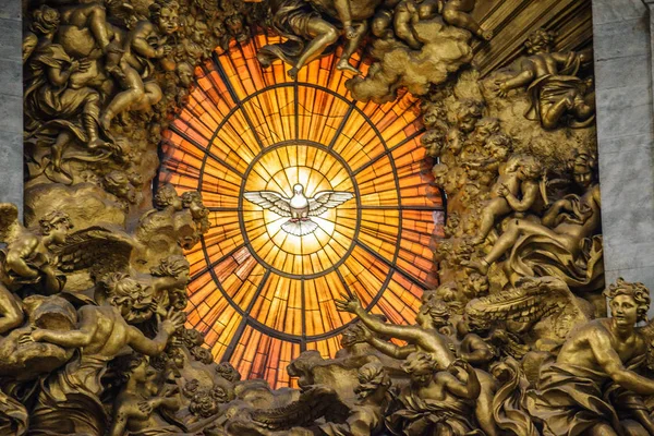 Vatican - 5 August 2017: a sculptural composition in the altar of St. Peter's Cathedral in the Vatican, created by Giovanni Lorenzo Bernini. Royalty Free Stock Photos