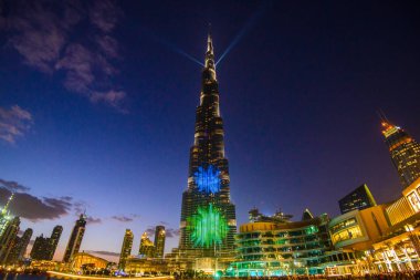 Dubai, Birleşik Arap Emirlikleri - 05 Ocak, 2018: Burj Dubai kulesi. Bu gökdelen dünyanın en uzun insan yapımı yapıdır