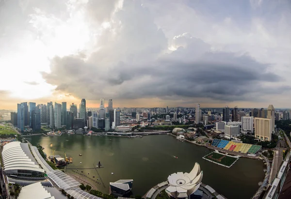 Singapore City Skyline Marina Bay View Singapore Flyer Night — Stock Photo, Image