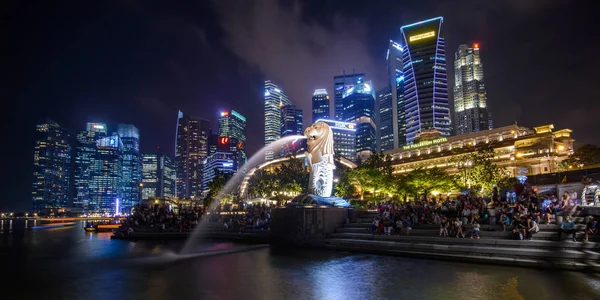 Szingapúr 2018 Január Merlion Egy Képzeletbeli Lény Feje Egy Oroszlán — Stock Fotó