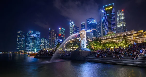 Szingapúr 2018 Január Merlion Egy Képzeletbeli Lény Feje Egy Oroszlán — Stock Fotó