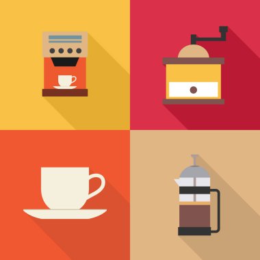 Kahve Dükkanı düz Icons Set