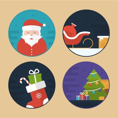 Düz vektör Noel sahne çizimler
