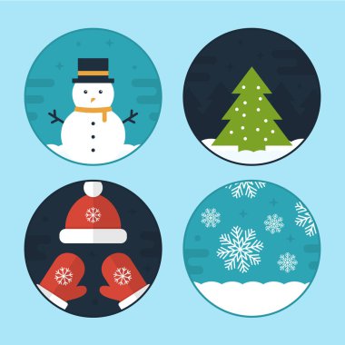 Düz vektör Noel sahne çizimler