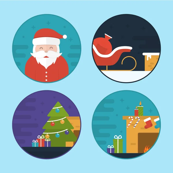 Flat Vector Christmas Scene Illustrations Royalty Free Stock Illustrations