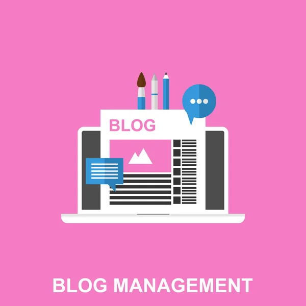Ilustração vetorial plana de uma gestão de Blog . — Vetor de Stock