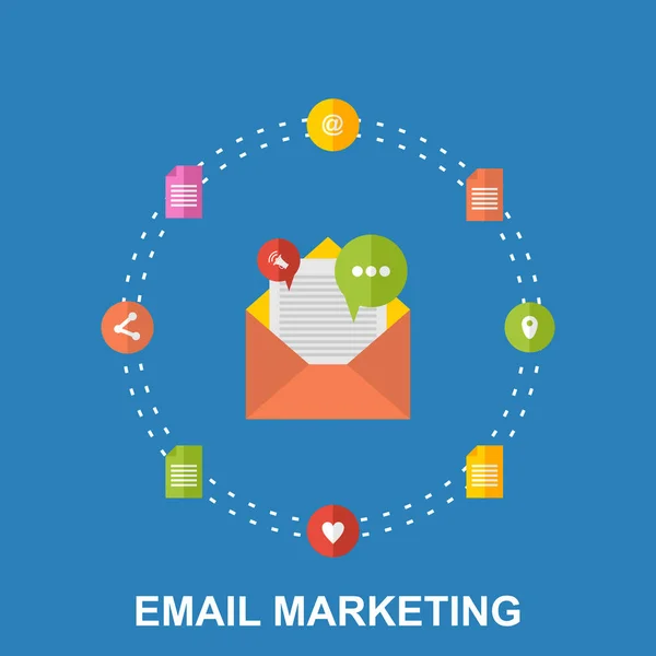 Ilustración plana del concepto de diseño de email marketing — Archivo Imágenes Vectoriales