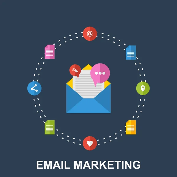 Illustrazione piatta del concetto di Email Marketing Design — Vettoriale Stock