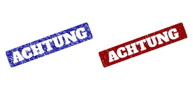 Achtung Kırmızı ve Mavi Yuvarlak Dikdörtgen Damgalı Mühürler