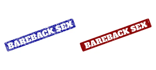Bareback Sex Rood en Blauw Afgeronde rechthoek stempels met rubber texturen — Stockvector