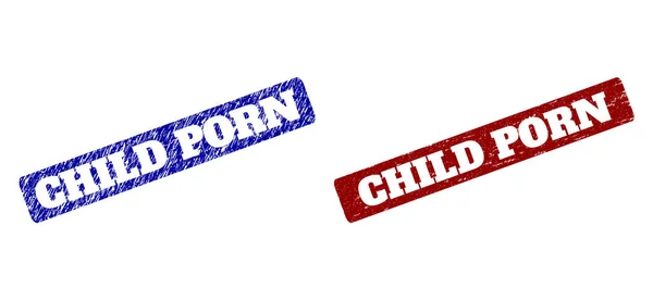 CHILD PORN Red and Blue Rounded Rectangle Watermarks with Grunged Textures — 스톡 벡터