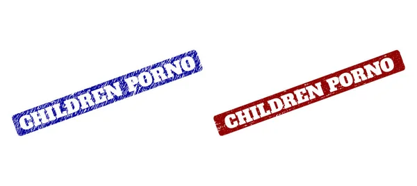CHILDREN PORNO Retângulo redondo vermelho e azul Marcas d 'água com texturas Grunge —  Vetores de Stock