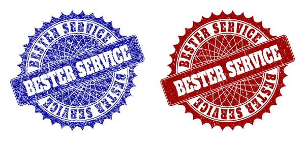 BESTER SERVICE синие и красные круглые водяные знаки с резиновыми стилями — стоковый вектор