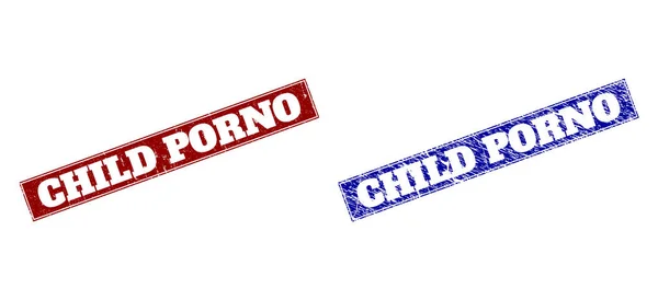 CHILD PORNO Sellos rectángulos azul y rojo con estilos corroídos — Vector de stock