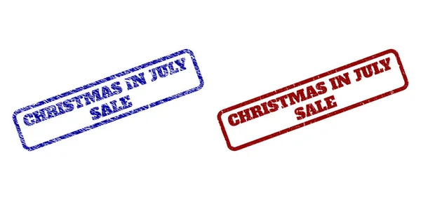七月份圣诞大减价的蓝红相间的矩形水印 — 图库矢量图片