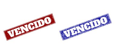 Kauçuk desenli Vencido Mavi ve Kırmızı Dikdörtgen Damga Mührü