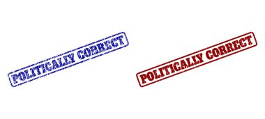 Politik olarak Doğru Mavi ve Kırmızı Yuvarlak Dikdörtgen Mühürleri Aşınmış Biçimlerle