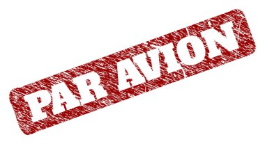 Par Avion Kırmızı Yuvarlak Kırmızılı Yüzeyli Sert Dikdörtgen Damgası