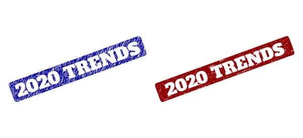 2020 TRENDS Red and Blue Rounded Rectangle Stamps with Unclean Textures — Stock Vector