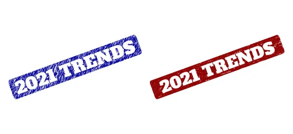 2021 TRENDS Red and Blue Rounded Rectangle Stamp Seals with Corroded Styles — Stock Vector