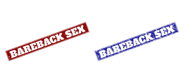 Bareback sex blaue und rote Rechteck-Stempelsiegel mit korrodierten Texturen — Stockvektor