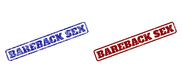 Bareback Sex Blauw en Rood Afgeronde rechthoek stempels met onreine oppervlakken — Stockvector