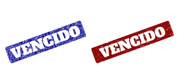 VENCIDO Red and Blue Rounded Rectangle Watermarks with Corroded Styles — Stock Vector