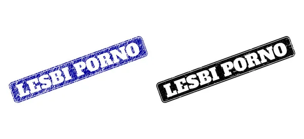 Lesbi Porno Zwarte en Blauwe Afgeronde Rechthoekzegels met Corroded Styles — Stockvector