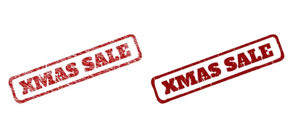 Vánoční prodej červené hrubé obdélníkové známky s nouzovými povrchy — Stockový vektor