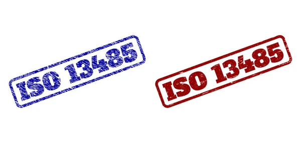 Iso 13485 Mavi ve Kırmızı Yuvarlak Dikdörtgen Mühürlü Kirli Biçimler