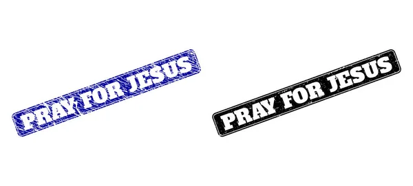 PRAY FOR JESUS Black and Blue Rounded Rectangle Watermarks with Distress Surfaces — 스톡 벡터