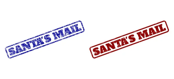 Santas Mail Blue and Red Στρογγυλεμένα ορθογώνια σφραγίδες με Grunge υφές — Διανυσματικό Αρχείο