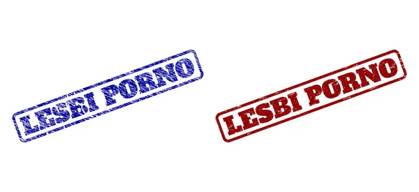 LESBI PORNO Blu e Rosso Guarnizioni di francobolli rettangolo arrotondati con superfici impure — Vettoriale Stock