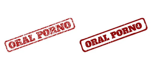 Oral Porno Red Rough Prostokątne znaki wodne z Grunged Surfaces — Wektor stockowy