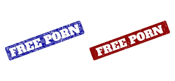 FREE PORN Red and Blue Rounded Rectangular Watermarks with Grunged Textures — 스톡 벡터