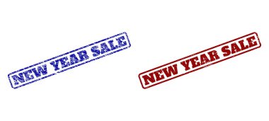 Yeni Yıl İndirimi Mavi ve Kırmızı Yuvarlak Dikdörtgen Filigranı Grunge Styles