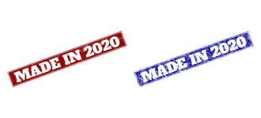 2020 'de Yapılan Mavi ve Kırmızı Dikdörtgen Filigranı Kirli Dokular