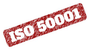Iso 50001 Kırmızı Yuvarlak Dikdörtgen Mühür Mührü Aşınmış Biçimlerle