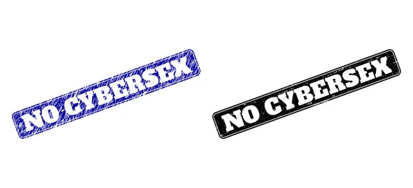 Keine Cybersex schwarz-blauen Rechteckstempel mit Grunge-Stil — Stockvektor