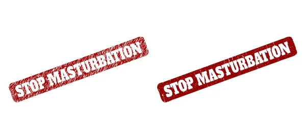 STOP MASTURBATION Red Rounded Rough Rectangle Watermark with Grunged Styles — 스톡 벡터