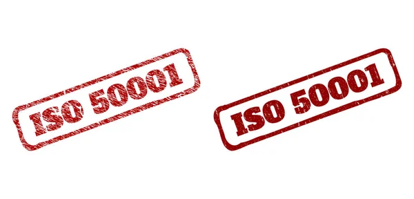Iso 50001 Kırmızı Kaba Dikdörtgen Damgaları Aşınmış Dokular — Stok Vektör