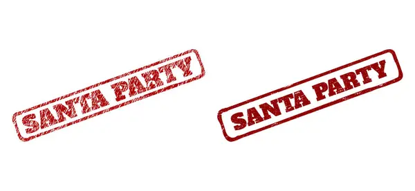 Santa Party rot raues Rechteck Wasserzeichen mit unsauberen Texturen — Stockvektor