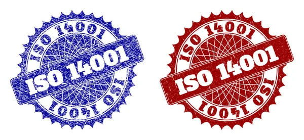 Синие и красные розовые пломбы ISO 14001 с коррозионным покрытием — стоковый вектор