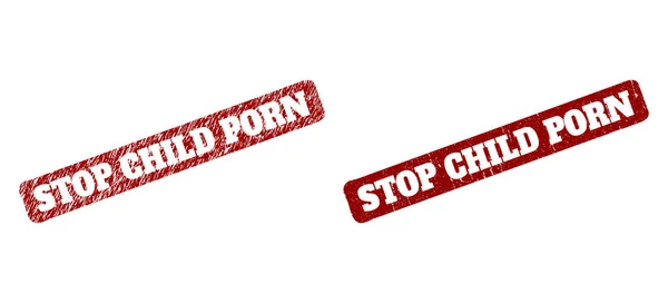 Σταματήστε το παιδικό πορνό κόκκινο Στρογγυλεμένο τραχύ ορθογώνιο γραμματόσημο με τις επιφάνειες Grunge — Διανυσματικό Αρχείο