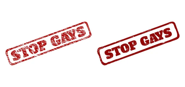 STOP GAYS Red Rough Rectangular Watermarks with Grunge Surfaces — Stock Vector