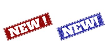 Kirli Dokularla Yeni Ünlem Mavi ve Kırmızı Dikdörtgen Mühürleri