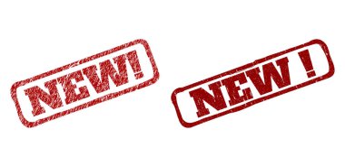 Grunged Dokuları ile Yeni Ünlem Kırmızı Sert Dikdörtgen Mühürleri