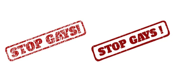 STOP GAYS Exclamación Rojo áspero rectángulo sello sellos con Grunged Styles — Vector de stock